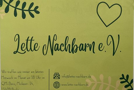 Lette Nachbarn e.V. Infozettel Informationszettel /-bild über Verein Lette Nachbarn