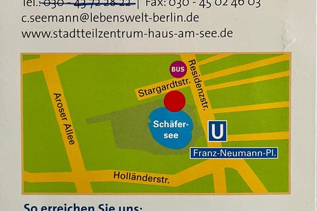 Kontaktdaten zum Stadtteilzentrum Haus am See