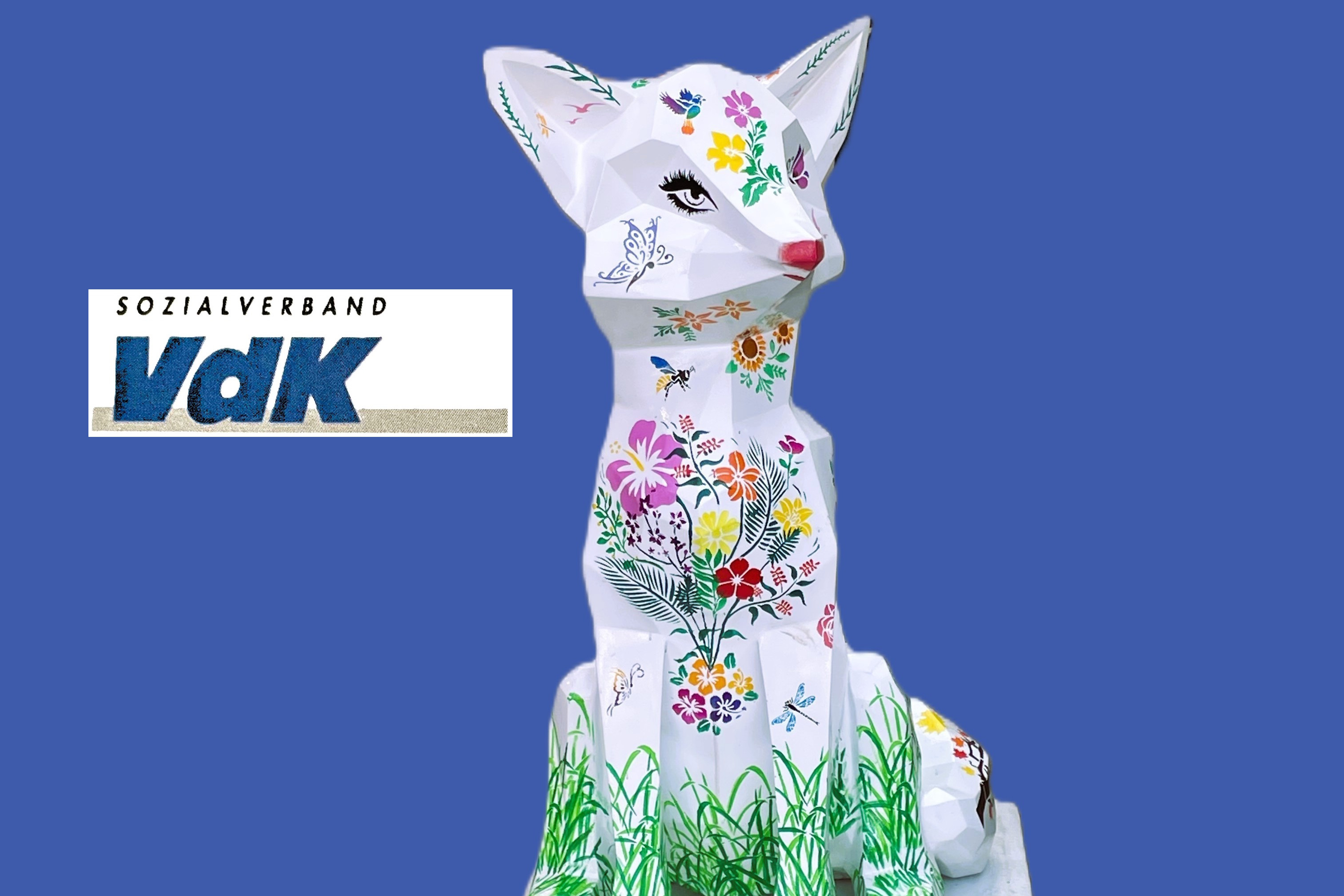 Skulptur Reinickendorfer Fuchs mit VdK-Logo Eine künstlerische Darstellung des Reinickendorfer Fuchses